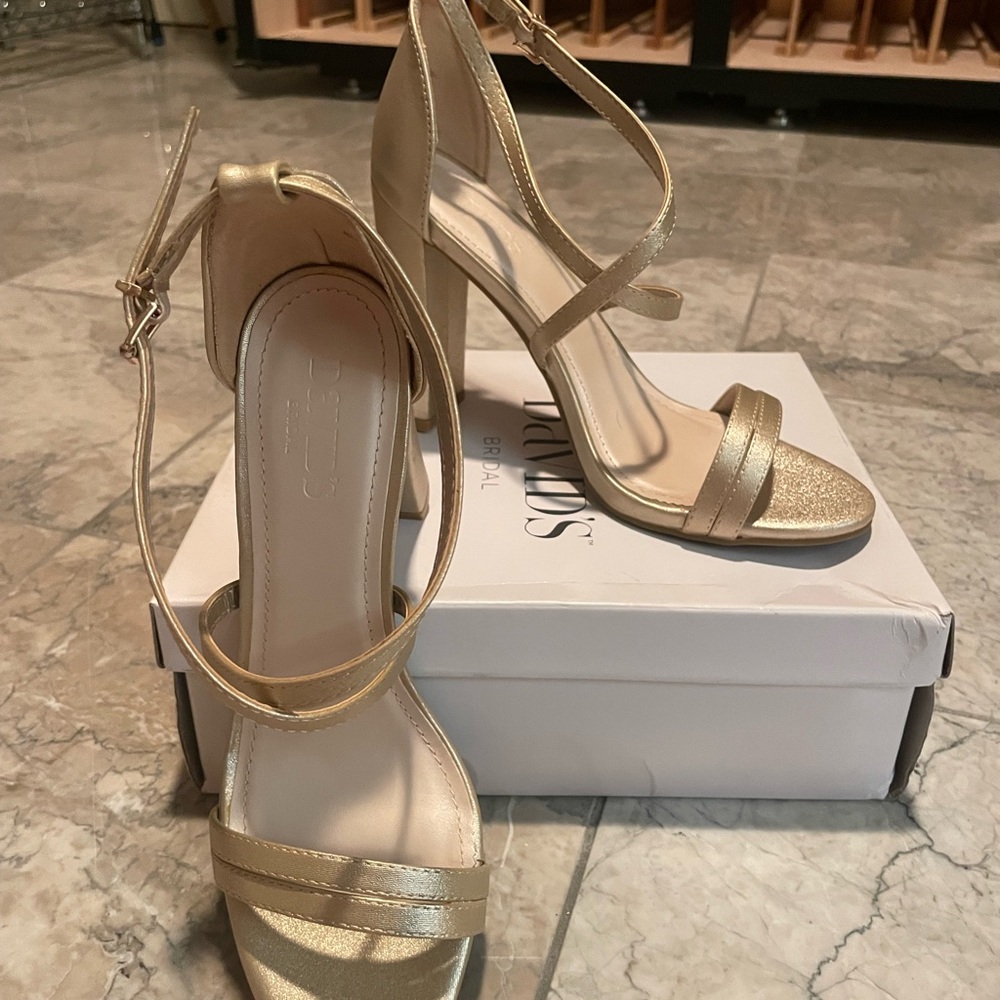 Guess Gold Strappy Heels Medium Height